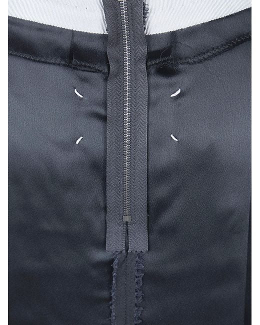 Maison Margiela Blue Pleated Raw-Hem Skirt