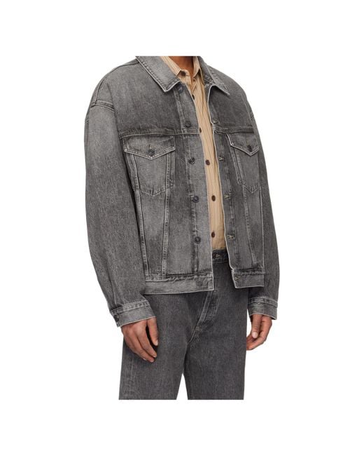 Agolde Gray Button Denim Jacket for men