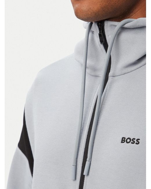Boss Gray Two-Piece Set With Long-Sleeved Zip-Up Jacket for men
