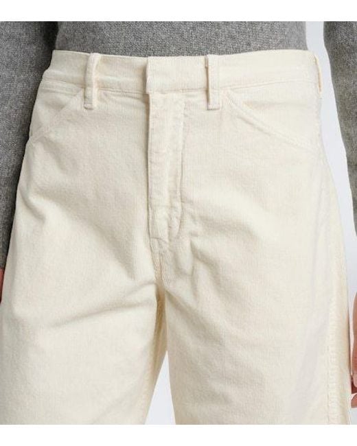 Nili Lotan White Tribeca Cotton-Blend Corduroy Barrel-Leg Pants