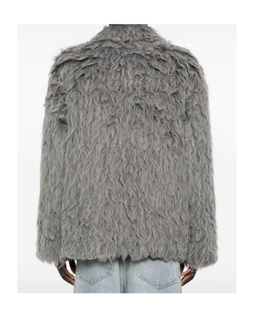 DIESEL Gray Textured Faux-Fur Casual Jacket for men