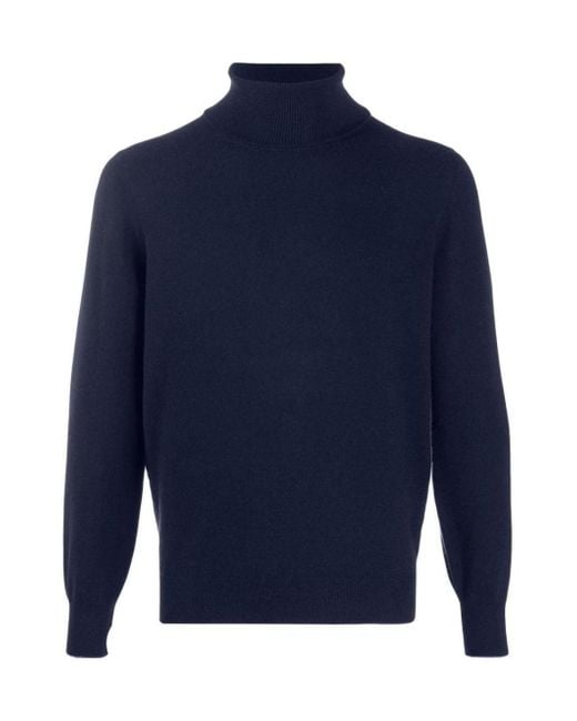 Brunello Cucinelli Blue Turtleneck Knitted Jumper for men