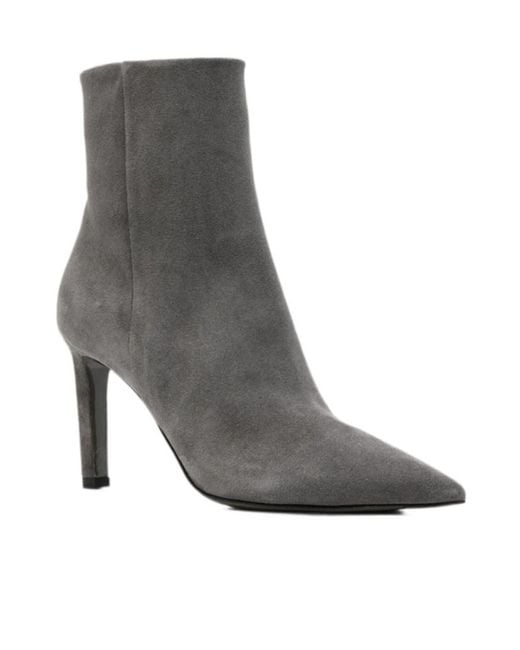 Jimmy Choo Gray Frankie Ab Pointed-Toe Stiletto-Heel Ankle Boots