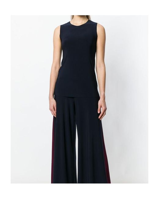 Norma Kamali Blue Sleeveless Round-Neck Top