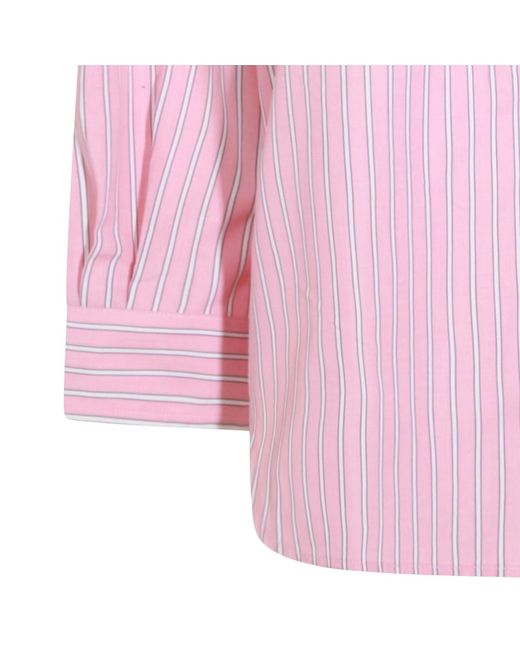 Miu Miu Pink Logo-Embroidered Striped Shirt