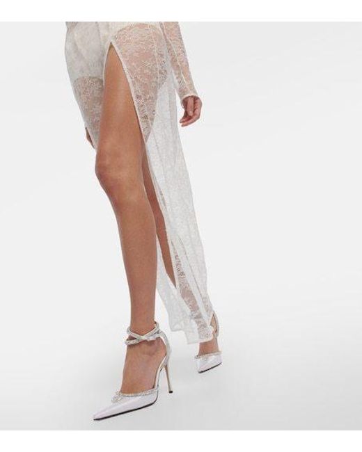 Nensi Dojaka White Bridal Cutout Lace Gown