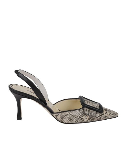 Manolo Blahnik Metallic Pointed-Toe High-Heeled Sandals