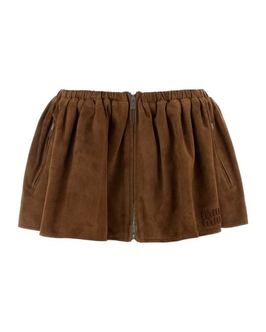 Miu Miu Brown Zipped Mini Skirt
