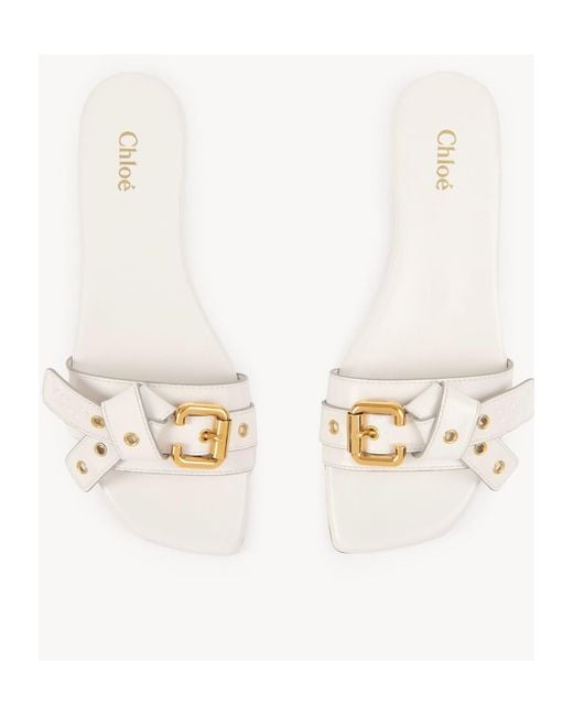 Chloé White Chloé Mae Knot-Detailed Slides