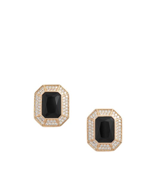 Self-Portrait Metallic Crystal Octagonal Earrings