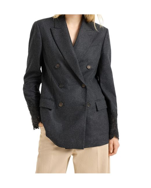 Brunello Cucinelli Black Double-Breasted Blazer