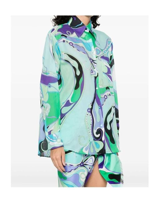Emilio Pucci Blue Orchid Print Shirt