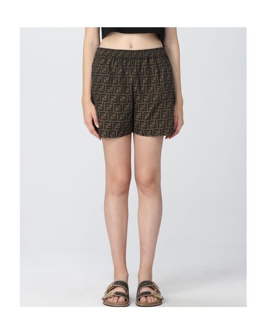 Fendi Green Ff Jacquard Elasticated Waistband Shorts