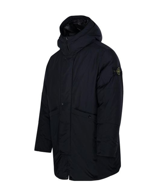 Stone Island Blue Logo Patch Hooded Jacket for men