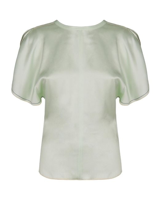 Victoria Beckham Green Draped Short-Sleeve Top