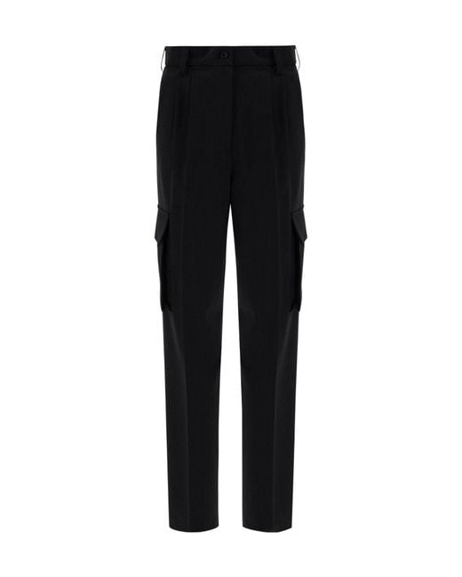 Herno Black High-Waisted Cargo Tailored Trousers