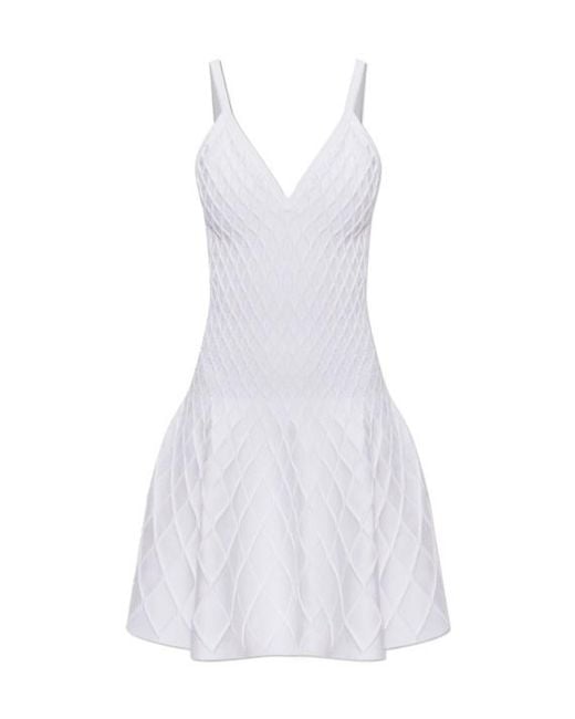 Balmain White Textured Strappy Dress