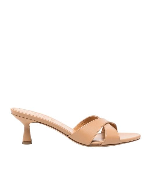 Aeyde Natural Criss-Cross Leather Sandals
