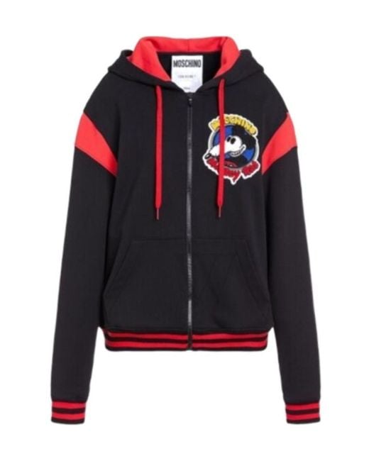 Moschino Black Long-Sleeved Hooded Casual Jacket