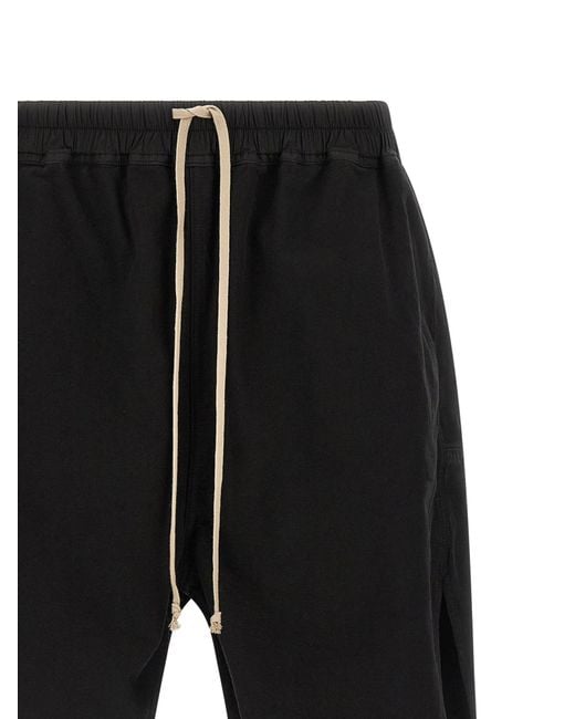 Rick Owens Black Drawstring Frayed Hem Shorts for men