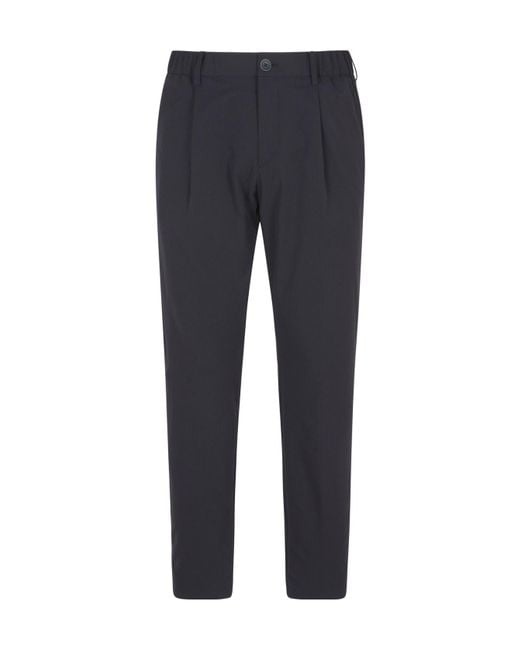 Herno Blue Seersucker Straight-Leg Trousers for men