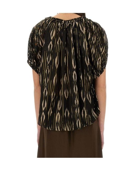 Isabel Marant Black Short-Sleeved Striped Top