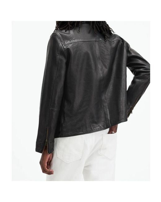 AllSaints Black Miller Leather Jacket for men