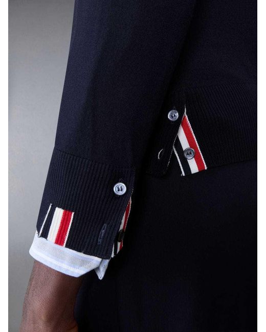 Thom Browne Blue Rwb Stripe Detailed Crewneck Jumper for men