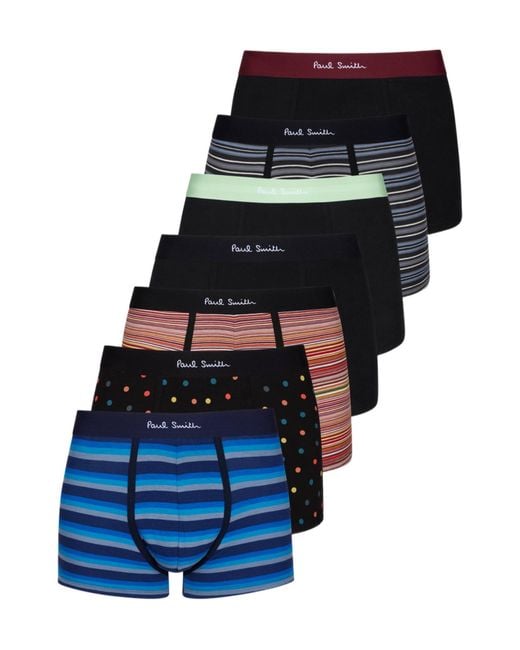Paul Smith Blue Mixed-Pattern Seven Pack Boxer Briefs for men