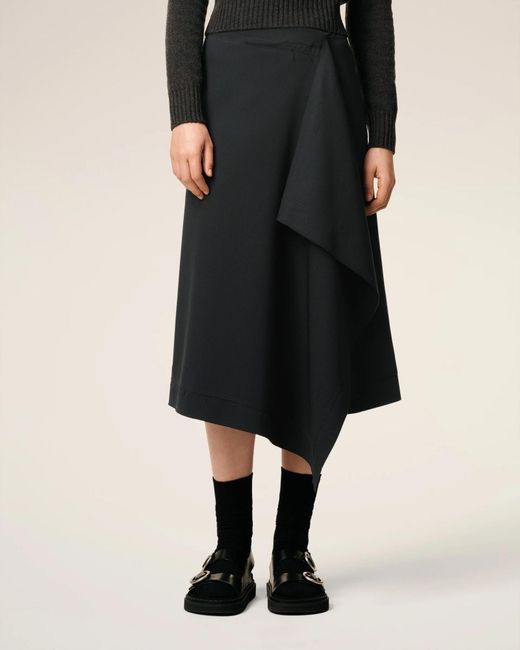 AMI Black Ami Midi Wrapped Skirt