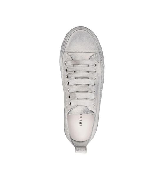 Ann Demeulemeester White Distressed-Finish Sneakers