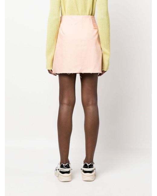 Raf Simons Pink Frayed Cotton Miniskirt