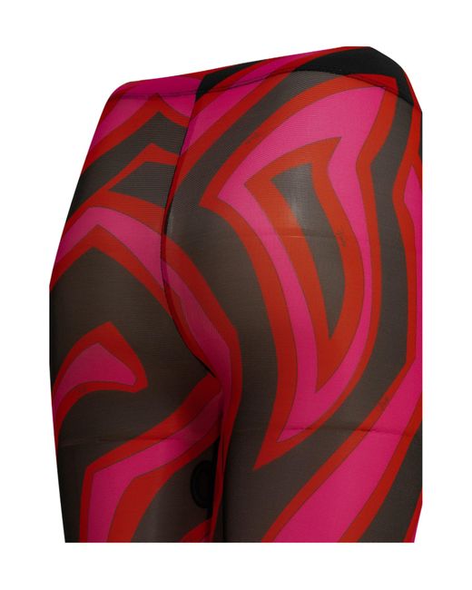 Emilio Pucci Red Marmo Legging Sheer Pattern Stretch Pants