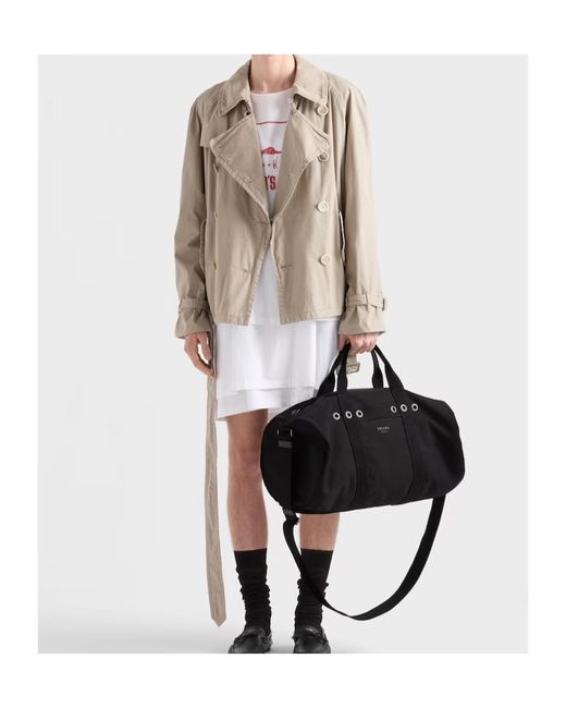 Prada Black Canvas Duffel Bag for men