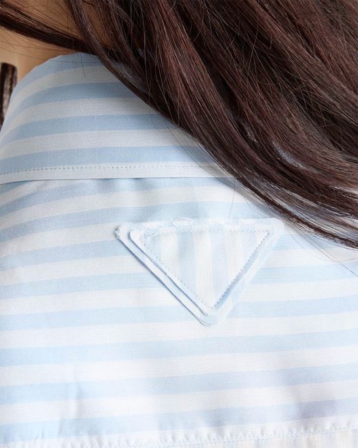 Prada Blue Striped Patch-Pocket Shirt