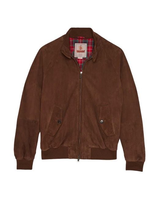 Baracuta Brown Long-Sleeved Leather Jacket for men