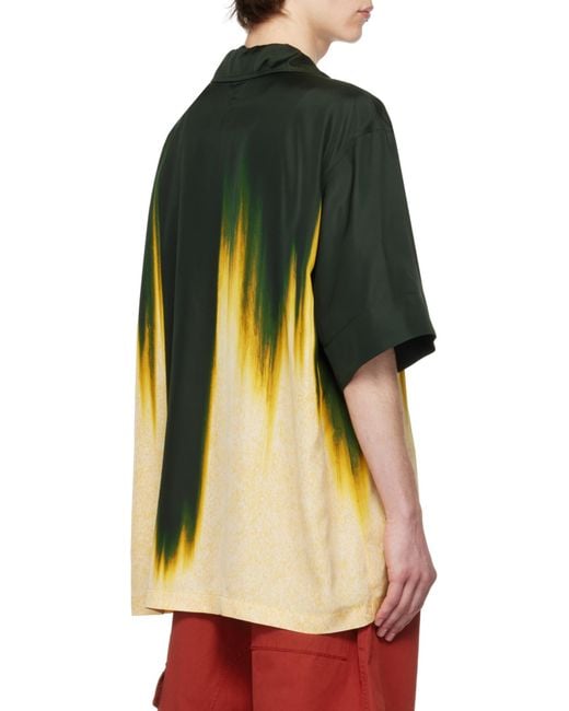 Bottega Veneta Yellow Viscose Degrade Petal Print Shirt for men
