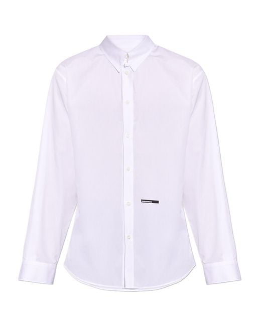 DSquared² White Logo Printed Buttoned Shirt for men
