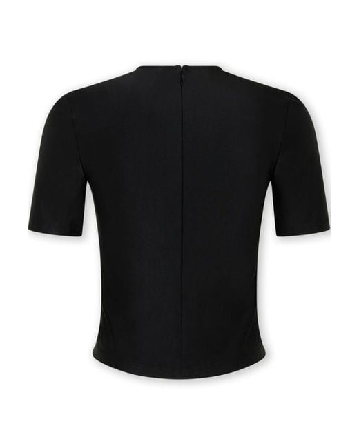 Rabanne Black Embellished Draped Mock Neck Top