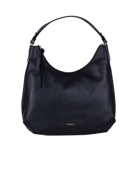 Coccinelle Blue Logo Stamp Zip-Up Tote Bag