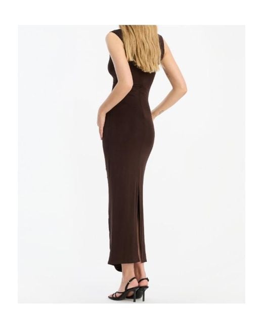 ROTATE BIRGER CHRISTENSEN Brown Asymmetrical Sleeveless Dress