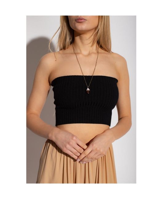 Chloé Black Ribbed-Knit Bandeau Top