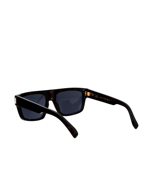 Dunhill Blue Tortoiseshell-Effect Rectangle-Frame Sunglasses for men