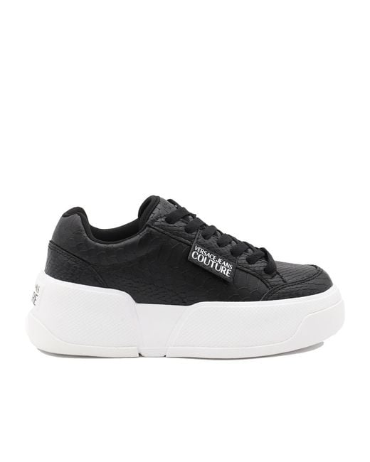 Versace Jeans Black Couture Logo-Tag Printed Chunky Sneakers