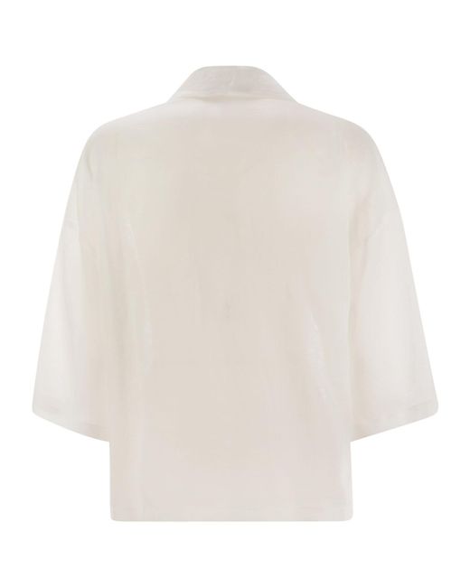 Max Mara White Studio Legno Embroidered Button-Up Shirt