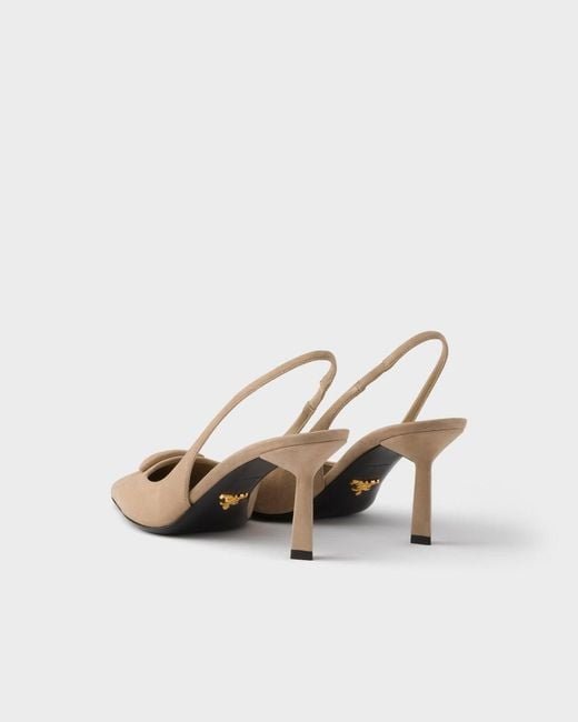 Prada White Suede Slingback Pumps