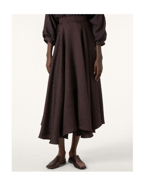 Loro Piana Brown Elise High Waist Midi Skirt