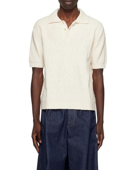 Maison Margiela White Short-Sleeved Knitted Polo-Shirt