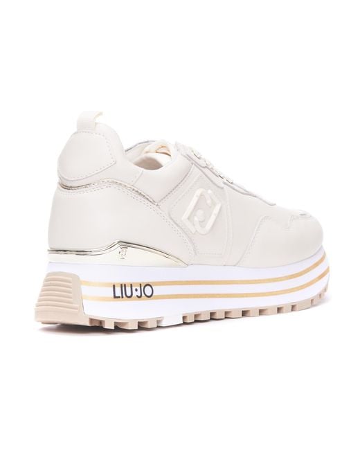 Liu Jo White Logo Patch Lace-Up Sneakers