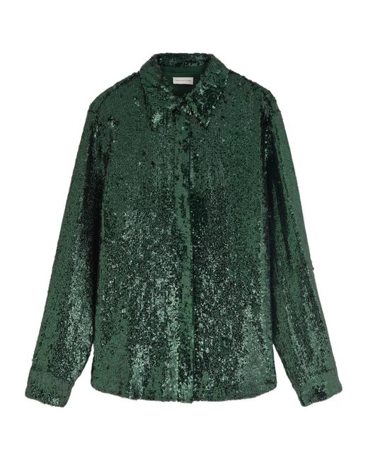 Dries Van Noten Green Chowy Sequin Shirt